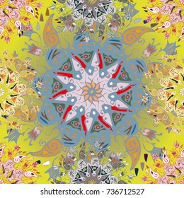 Abstract seamless pattern with handmade doodle. Background from mandala can be used for wallpaper, pattern fills, web page background, surface textures.