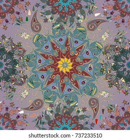 Abstract seamless pattern with handmade doodle. Background from mandala can be used for wallpaper, pattern fills, web page background, surface textures.