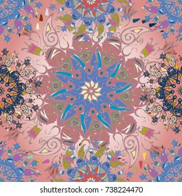 Abstract seamless pattern with handmade doodle. Background from mandala can be used for wallpaper, pattern fills, web page background, surface textures.