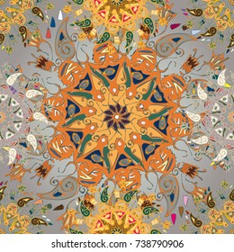 Abstract seamless pattern with handmade doodle. Background from mandala can be used for wallpaper, pattern fills, web page background, surface textures.