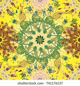 Abstract seamless pattern with handmade doodle. Background from mandala can be used for wallpaper, pattern fills, web page background, surface textures.