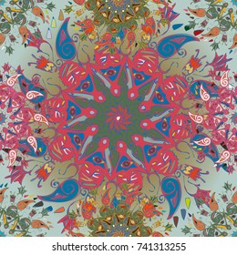 Abstract seamless pattern with handmade doodle. Background from mandala can be used for wallpaper, pattern fills, web page background, surface textures.