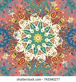 Abstract seamless pattern with handmade doodle. Background from mandala can be used for wallpaper, pattern fills, web page background, surface textures.