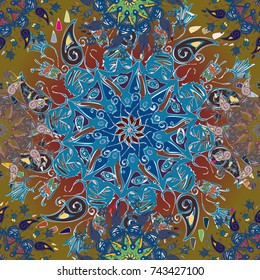 Abstract seamless pattern with handmade doodle. Background from mandala can be used for wallpaper, pattern fills, web page background, surface textures.