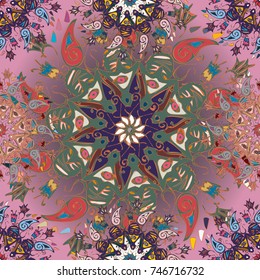 Abstract seamless pattern with handmade doodle. Background from mandala can be used for wallpaper, pattern fills, web page background, surface textures.