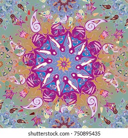 Abstract seamless pattern with handmade doodle. Background from mandala can be used for wallpaper, pattern fills, web page background, surface textures.