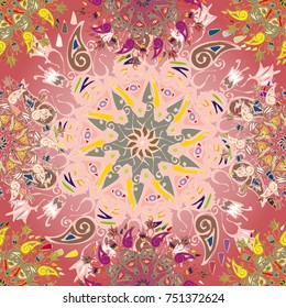 Abstract seamless pattern with handmade doodle. Background from mandala can be used for wallpaper, pattern fills, web page background, surface textures.