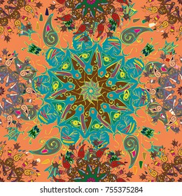 Abstract seamless pattern with handmade doodle. Background from mandala can be used for wallpaper, pattern fills, web page background, surface textures.