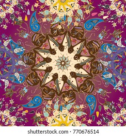 Abstract seamless pattern with handmade doodle. Background from mandala can be used for wallpaper, pattern fills, web page background, surface textures.