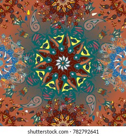 Abstract seamless pattern with handmade doodle. Background from mandala can be used for wallpaper, pattern fills, web page background, surface textures.