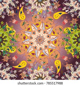 Abstract seamless pattern with handmade doodle. Background from mandala can be used for wallpaper, pattern fills, web page background, surface textures.