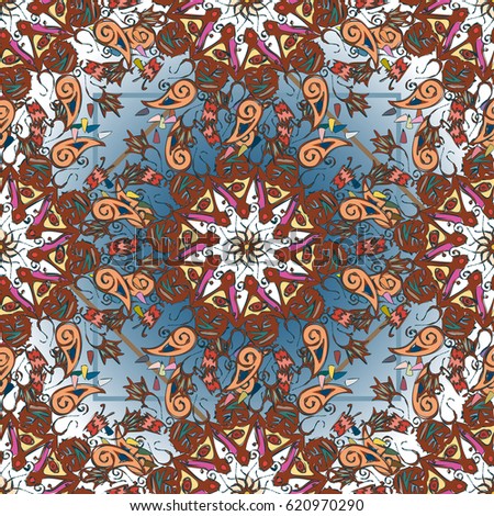 Abstract seamless pattern with handmade doodle. Background from mandala can be used for wallpaper, pattern fills, web page background, surface textures.