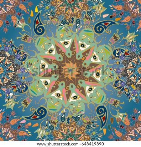 Abstract seamless pattern with handmade doodle. Background from mandala can be used for wallpaper, pattern fills, web page background, surface textures.