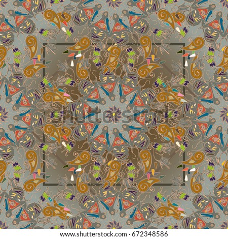 Abstract seamless pattern with handmade doodle. Background from mandala can be used for wallpaper, pattern fills, web page background, surface textures.