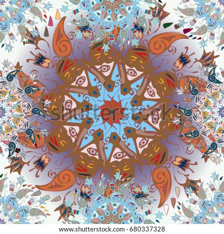 Abstract seamless pattern with handmade doodle. Background from mandala can be used for wallpaper, pattern fills, web page background, surface textures.