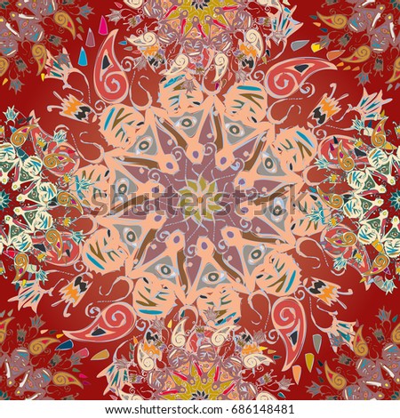 Abstract seamless pattern with handmade doodle. Background from mandala can be used for wallpaper, pattern fills, web page background, surface textures.