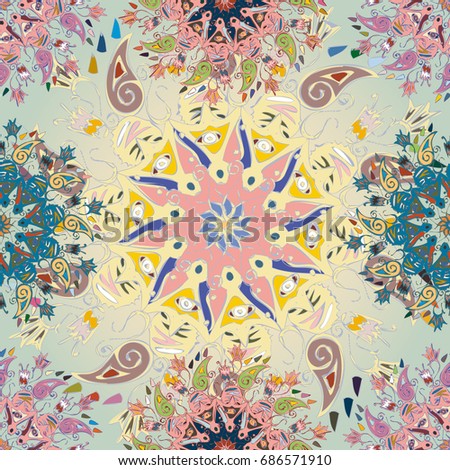 Abstract seamless pattern with handmade doodle. Background from mandala can be used for wallpaper, pattern fills, web page background, surface textures.