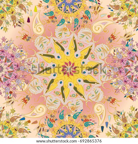 Abstract seamless pattern with handmade doodle. Background from mandala can be used for wallpaper, pattern fills, web page background, surface textures.