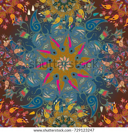 Abstract seamless pattern with handmade doodle. Background from mandala can be used for wallpaper, pattern fills, web page background, surface textures.