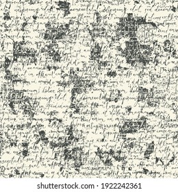 Abstract seamless pattern with handwritten text Lorem Ipsum on an old paper backdrop in retro style. Vintage vector repeating background, old messy manuscript, wallpaper, wrapping paper, textiles