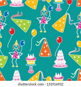 Abstract seamless pattern for Happy Birthday.