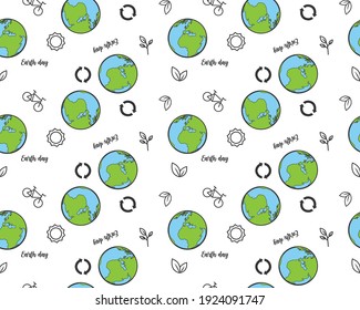 Abstract. seamless pattern Happy earth day background. Design for pillow, print, fashion, clothing, fabric, gift wrap, mask face. Vector.