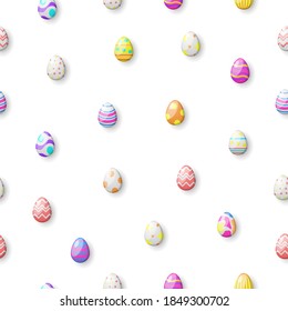 Abstract Seamless Pattern Happy Easter Eggs Background Vector Design Style