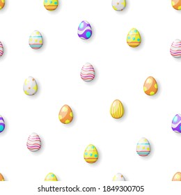 Abstract Seamless Pattern Happy Easter Eggs Background Vector Design Style