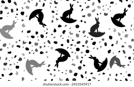 Abstractas patrón sin fisuras con símbolos de liebre. Fondo de leopardo creativo. Ilustración vectorial sobre fondo blanco