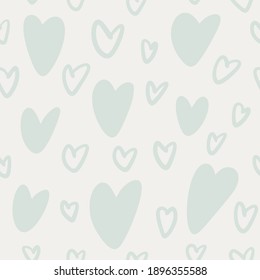 Abstract seamless pattern with heart doodles. Suitable for Valentine's Day wrapping paper, textile for infants or girls. Vector illustration EPS10