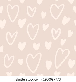 Abstract seamless pattern with heart doodles. Suitable for Valentine's Day wrapping paper, textile for infants or girls. Vector illustration EPS10