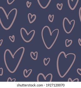 Abstract seamless pattern with heart doodles. Suitable for Valentine's Day wrapping paper, textile for infants or girls. Vector illustration EPS10