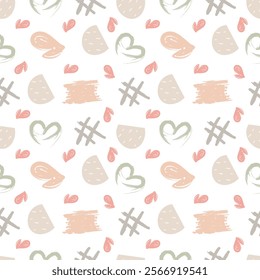 Abstract seamless pattern with heart shapes decoration  cute pastel in earth tone for home decor.