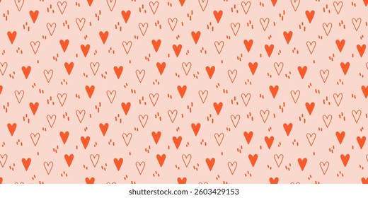 Abstract seamless pattern with heart shapes. Romantic hand drawn vector design illustration. Colorful background for surface 