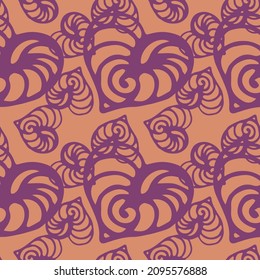 Abstract seamless pattern with hearts. Available in pink, purple and white. Design for fabric, dress, bedding, wrapping paper.