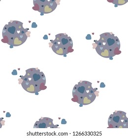 Abstract Seamless Pattern In A Hearts Different Colours On A Dot. Elements are not cropped. Pattern under the mask. Perfect design for textile, box, posters, cards, web etc.