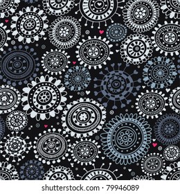 Abstract seamless pattern with hearts. Doodle vector illustration.