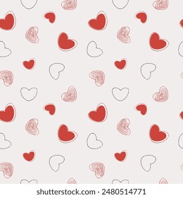 Abstract seamless pattern of hearts. Image for a poster or cover. Repeating texture. Figure for textiles.