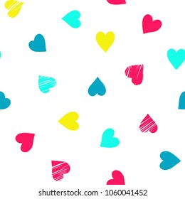 Abstract seamless pattern of hearts on white background. Image for a poster or cover. Vector illustration. Repeating texture. Figure for textiles.