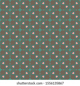Abstract seamless pattern with hearts on grey background. Valentines vector illustration. Design element for wrapping paper, wallpaper, banner and fabric.