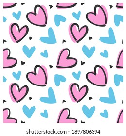 Abstract seamless pattern of hearts on white background. Image for a poster or cover. Vector illustration. Repeating texture. Figure for textiles.