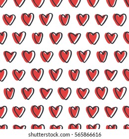 Abstract seamless pattern of hearts on white background. Image for a poster or cover. Vector illustration. Repeating texture. Figure for textiles.