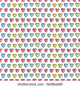 Abstract seamless pattern of hearts on white background. Image for a poster or cover. Vector illustration. Repeating texture. Figure for textiles.