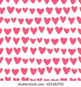 Abstract seamless pattern of hearts on white background. Image for a poster or cover. Repeating texture. Figure for textiles.
