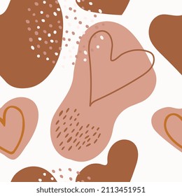 Abstract seamless pattern with hearts in pastel colors. Background for wallpaper, design, wrapping paper, posters.