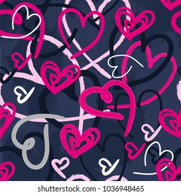 Abstract seamless pattern with hearts. Pattern for textiles, fabrics, clothes, web, wrapping paper, backpack, wallpaper, bedding.