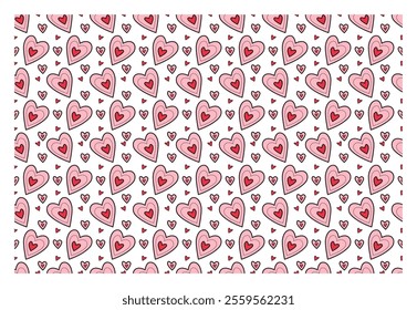 Abstract seamless pattern of hearts for Valentine s Day. Vector illustration. Perfect for packaging, fabric, greeting cards.
