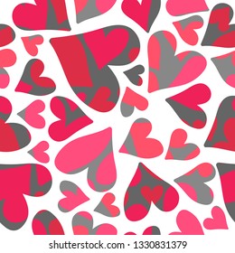 Abstract seamless pattern with hearts. Valentines Day illustration. Design for gift wrap, wrapping paper, greeting cards, textile prints and romantic decorations.