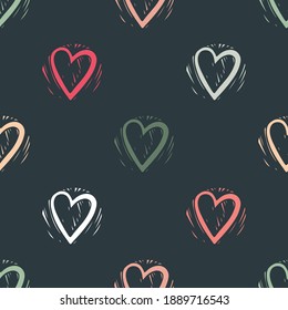 Resumen del patrón fluido de los corazones. Tema de San Valentín. Papel de pared textil de repetición vectorial para niños y niñas.