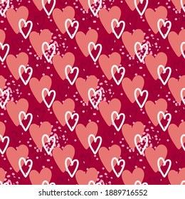 Abstract seamless pattern of hearts. Valentines Day theme.. Vector Repeating textile wallpaper for boys and girls.